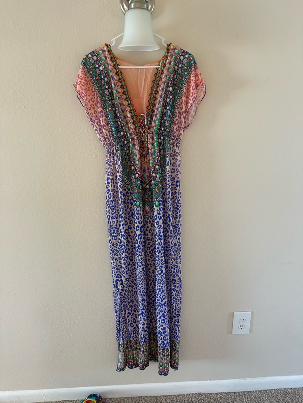 Desigual Coral, Teal and Blue Printed Maxi Dress